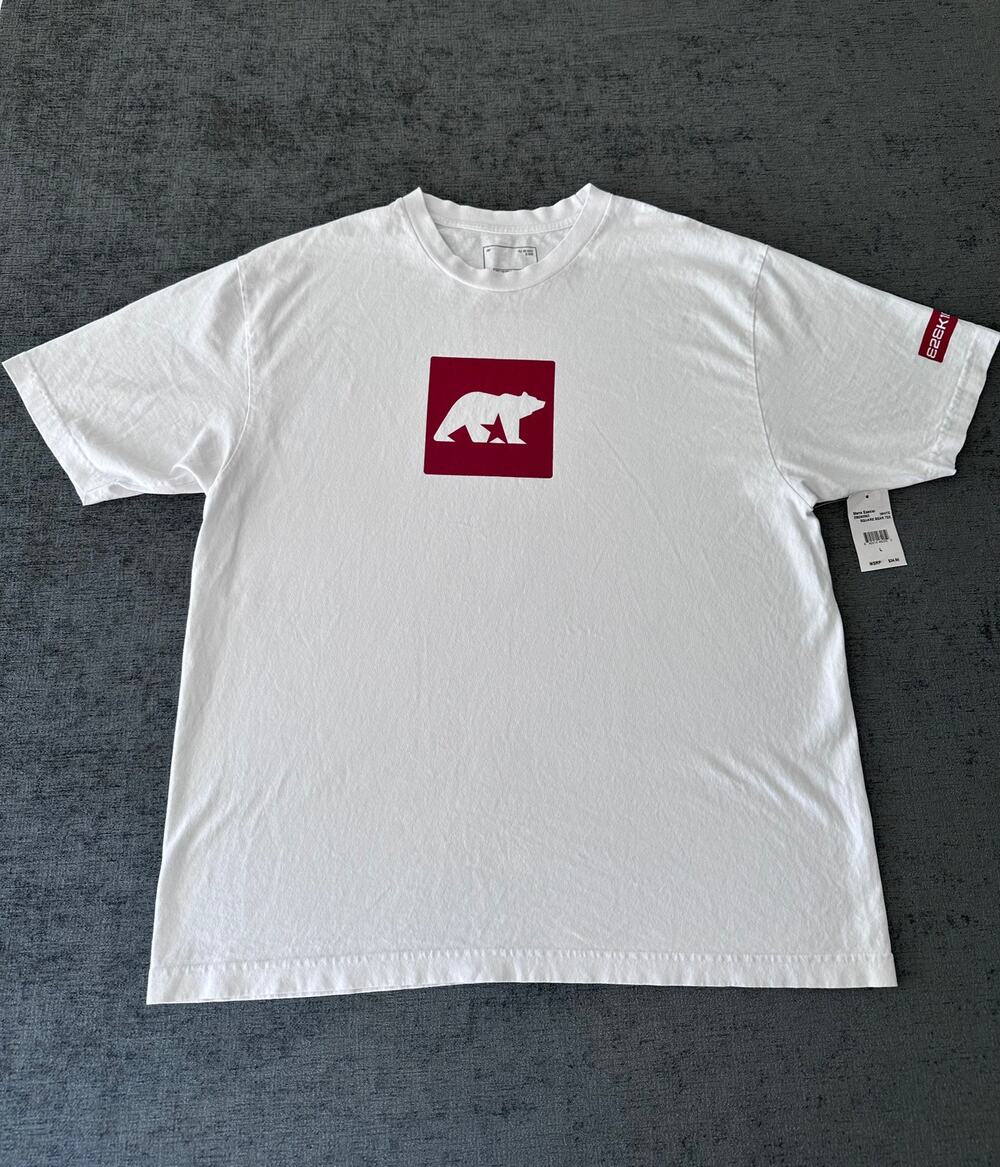 NWT Ezekiel Mens Large White Square Bear Graphic T-Shirt Skate Surf Cotton L